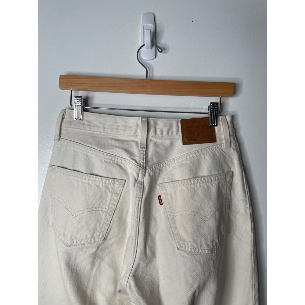 Levi's 501 90s Jeans Women 26 Cream Straight Leg Cotton Clean Girl Old Money - Picture 5 of 14